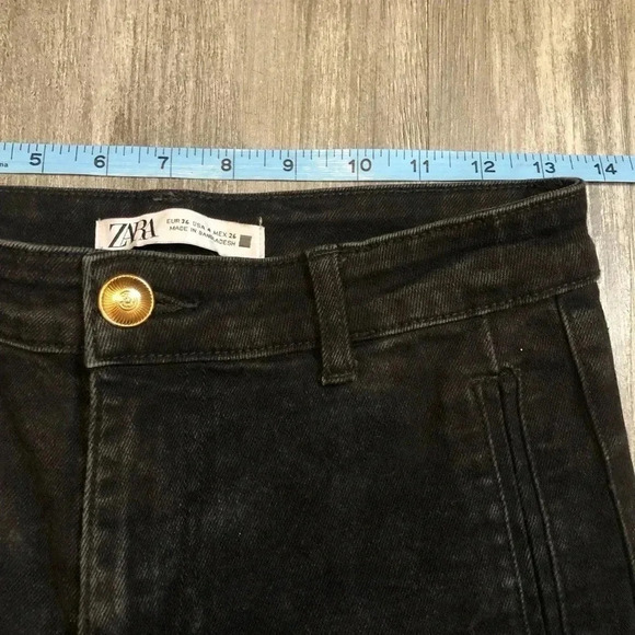Zara Ankle High Rise Jeans Denim US4 Womens Ankle Mid Flare - Picture 8 of 11